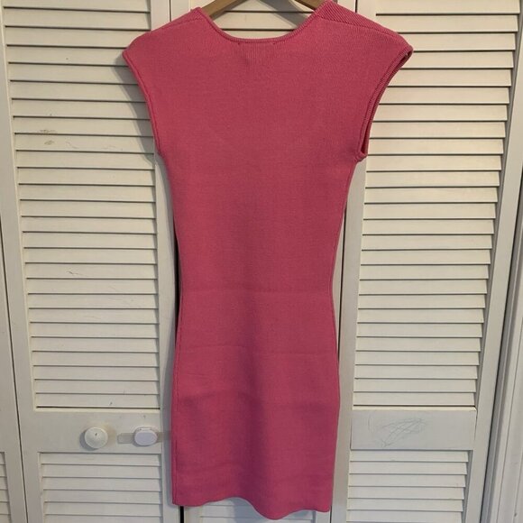NWT Betsey Johnson Womens M Kaylee Mini Dress Barbie Pink Ribbed Cap Sleeves NEW - Picture 7 of 15